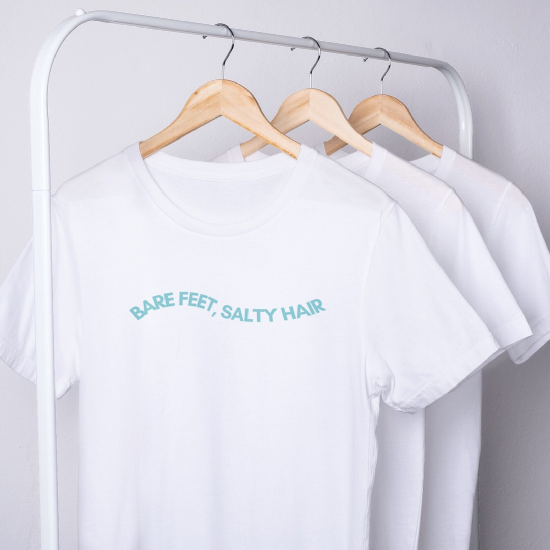 Baltic Crewneck Bare Feet,Salty Hair White/Black Bio-Shirt