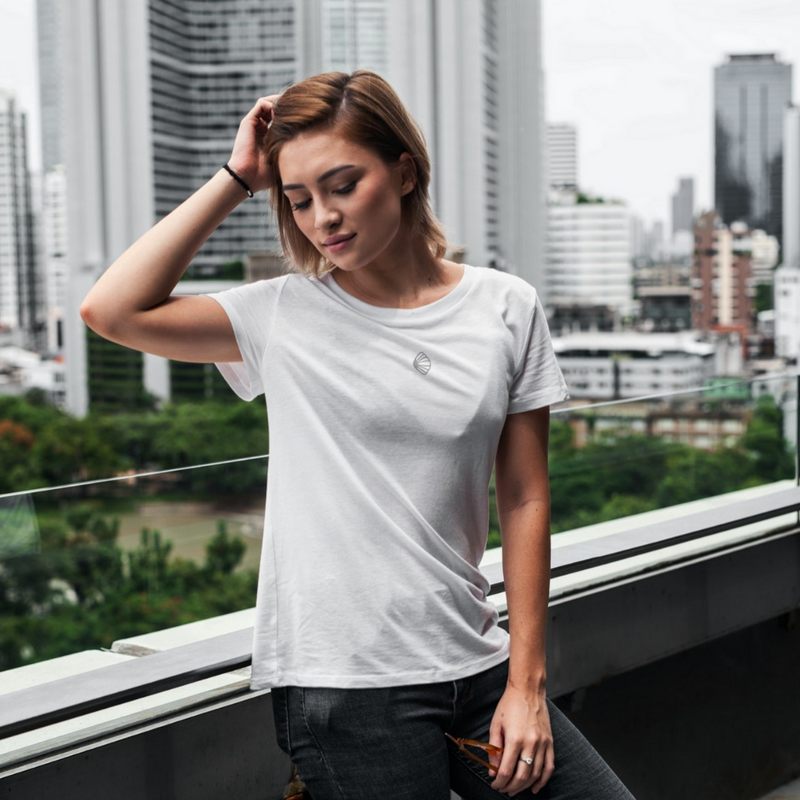 College Crewneck Logo White/Grey Bio-Shirt