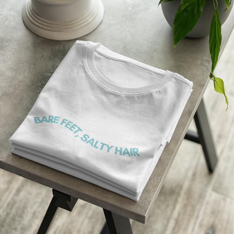 Baltic Crewneck Bare Feet,Salty Hair White/Black Bio-Shirt