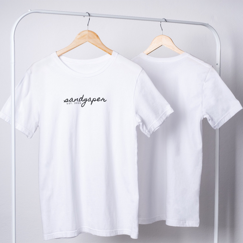 College Crewneck Sandgaper EST. 2020 White/Black Bio-Shirt